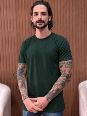 CAMISETA BASICA 30.1 MASCULINA - VERDE