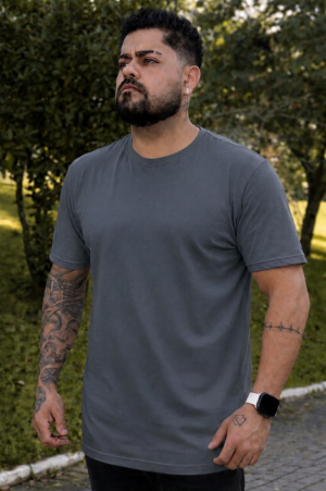 CAMISETA BASICA 30.1 MASCULINA - CHUMBO